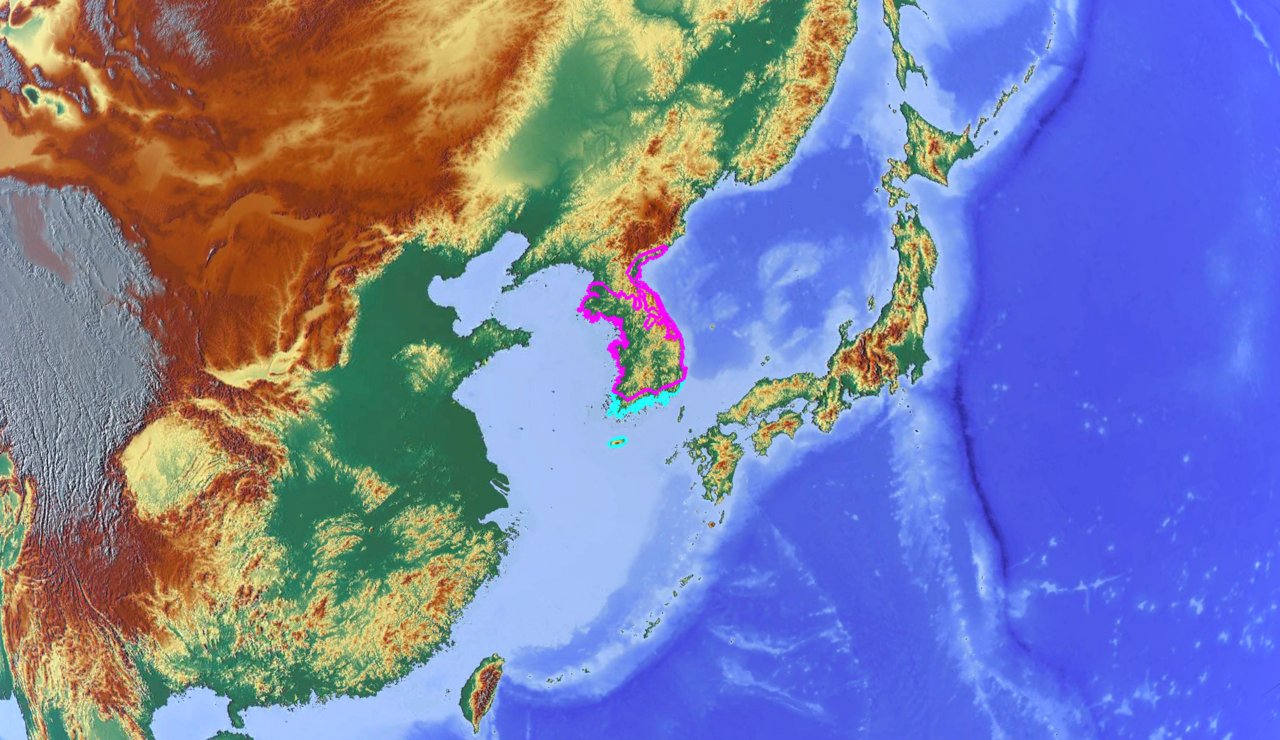 朝鮮半島の地形図