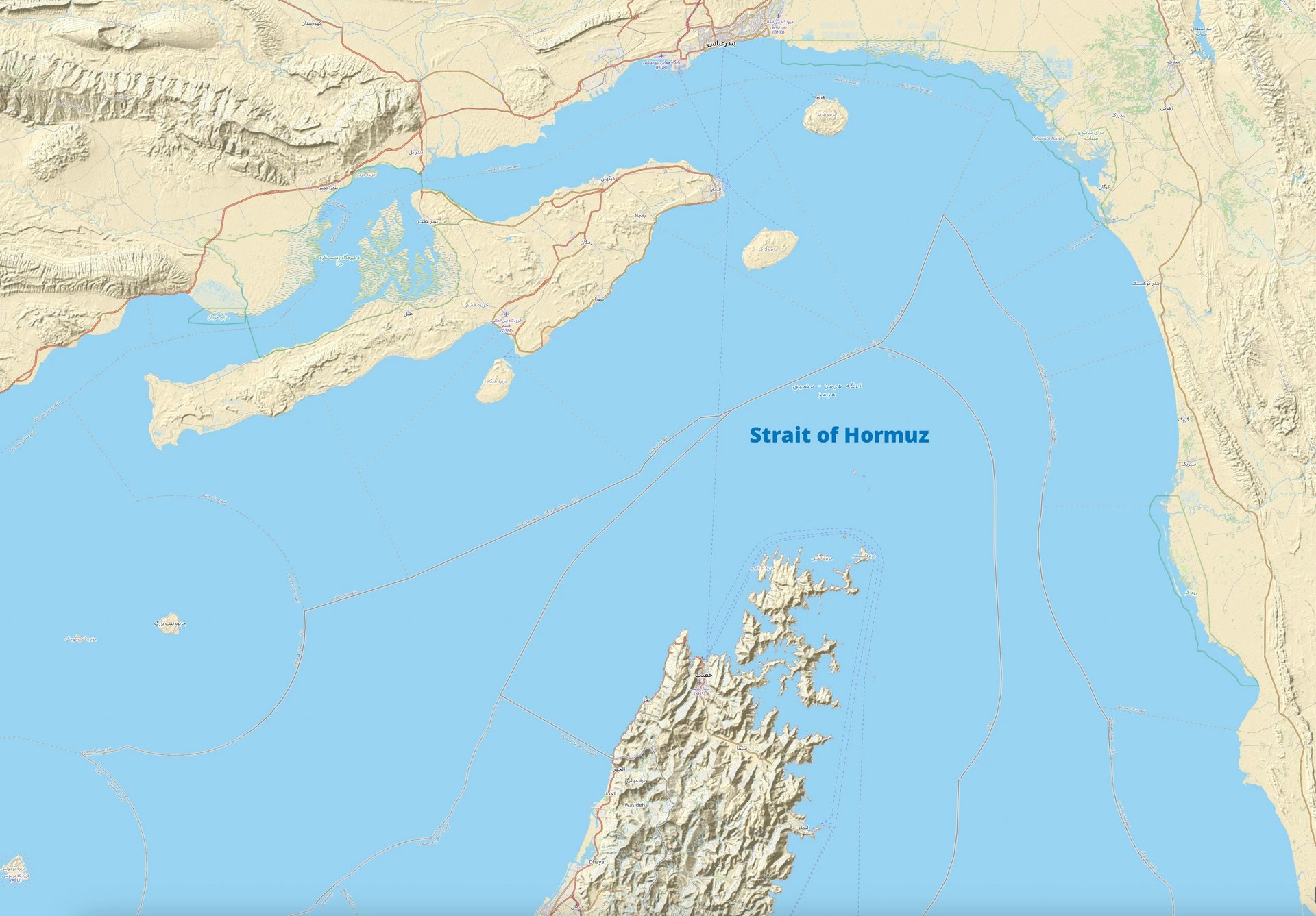 ホルムズ海峡の実地図