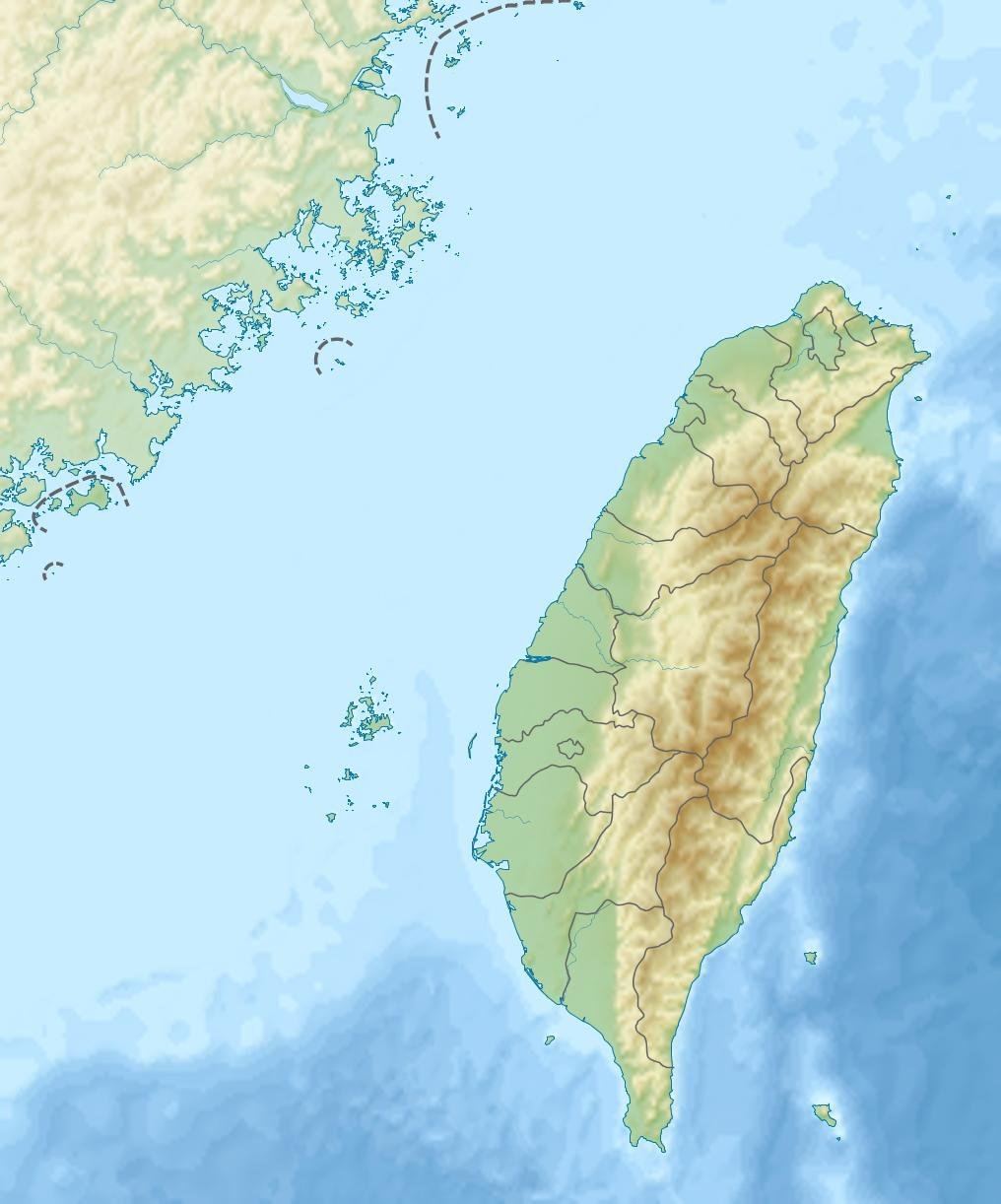 台湾とその周辺海域の地形図